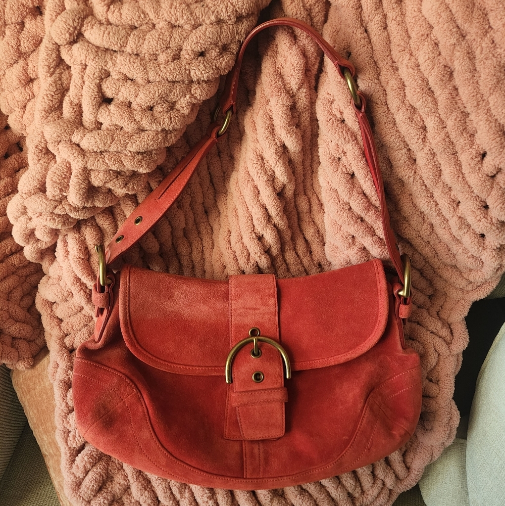 Elegant Red Suede Women's Bag Vintage
